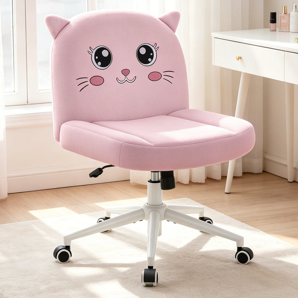 ALLGOD Armless Peach Vanity Chair, Cat Shape
