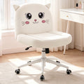 ALLGOD Armless Vanity Chair, White, Cat Shape