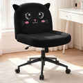 ALLGOD Armless Vanity Chair, Black, Cat Shape