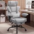 ALLGOD Office Desk Chair, Big and Tall Executive Chair with Lumbar Support, High Back Computer Gaming Chair, PU Leather with Pocket Spring Cushion, Adjustable Armrests and Footrest, Grey