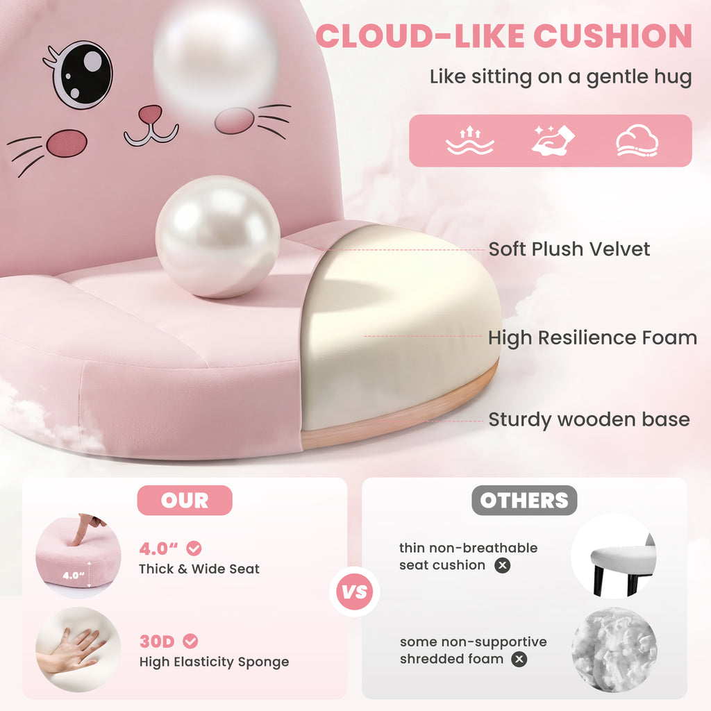 ALLGOD Armless Peach Vanity Chair, Cat Shape