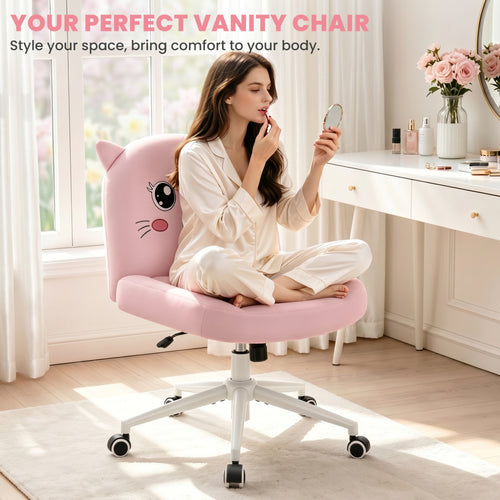 ALLGOD Armless Peach Vanity Chair, Cat Shape